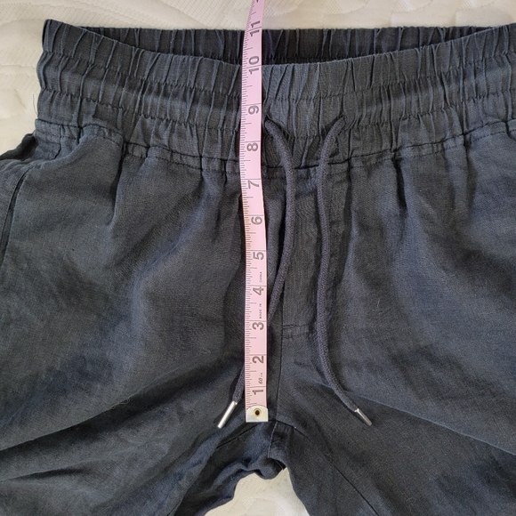 QUINCE 100% European Linen Wide Leg Pants Black Elastic Waist Drawstring Small - Picture 10 of 12